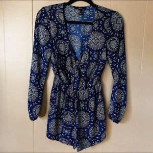 Blue Printed Romper